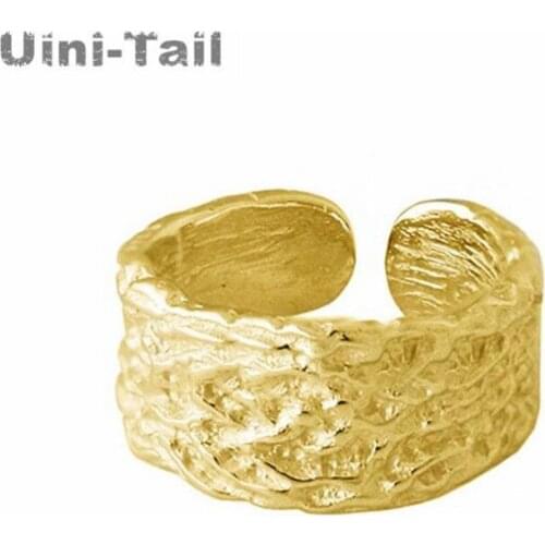 Uini Tail new design hot sale 925 sterling silver personalized texture bump ring fashion trendy flowing irregular jewelry ED942