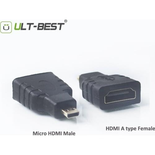ULT-Best Adapter Micro HDMI Type D Male To HDMI Type A Female Converter Connector Gold Plated 1080P