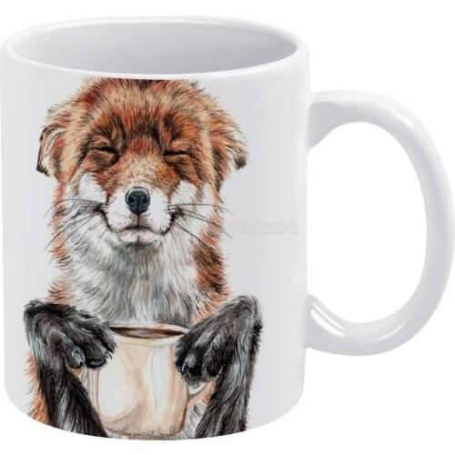 Morning Fox-cute Coffee Animal White Mug Ceramic Mug Creative Mug Fox Foxes Fox Coffee Coffee Animal Cute Funny Morning Wildli