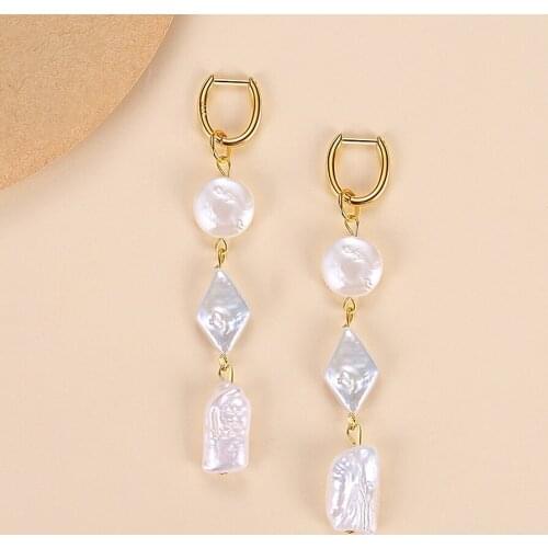 ELESHE Exquisite Pearl Dangle Earrings 925 Sterling Silver Long Hoop Earrings for Women Gold/Silver/Rose Gold Jewelry Wholesale