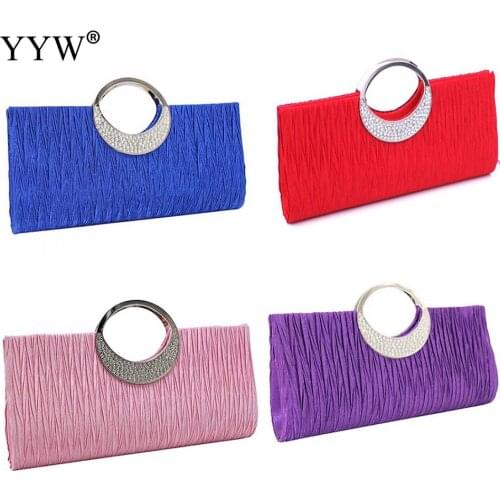 Zinc Alloy Evening Party Clutch BagElegant Attached With Hanging Strap Rhinestone Solid Handbags Women Evening Clutches Bag