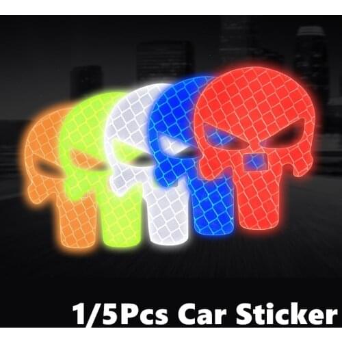 1/5pcs General Motors Personalized Skull Car Stickers Reflective Motorcycle Stickers Door Cover Decal Stickers Scratch Stickers