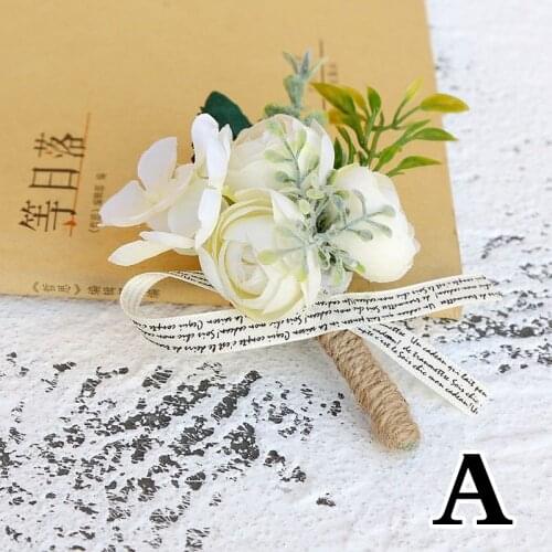 1Piece Boutonniere Flowers Wedding Groom Boutonniere or Bride Bridesmaid Women Artificial Flowers Corsages Rose Flower