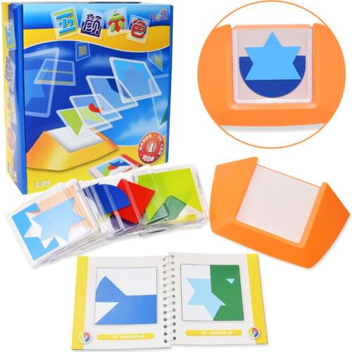 100 Challenge Color Code Puzzle Games Tangram Jigsaw Board Puzzle Toys Children Kids Develop Logic Spatial Reasoning Skills Toy