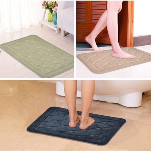 2Pcs Bathroom Mats Non Slip Bath Floor Mats Water Absorbent Bathroom Rugs Fast Dry Coral Fleece Surface