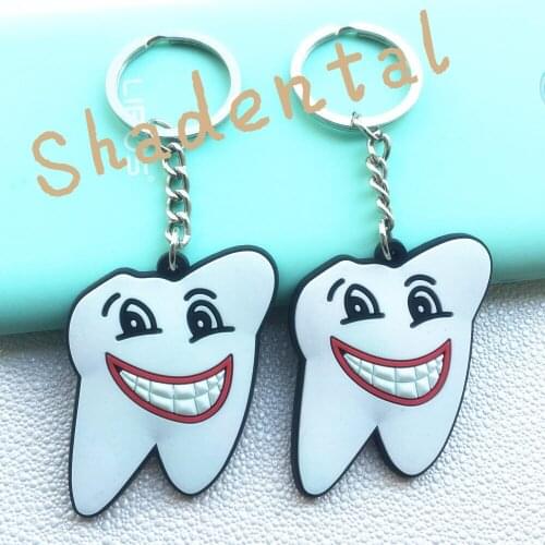 20pcs Molar Tooth Rubber Smile Face KEYCHAINS for Dental clinic Gift