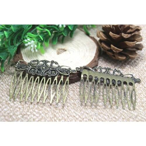 5pcs bronze tone comb shape hair clips 65x45mm