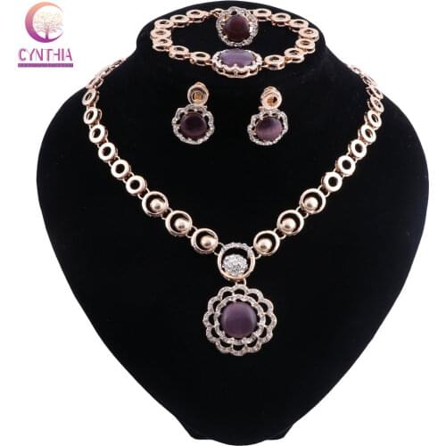 2018 African Fashion New Gold Color Jewelry Sets Bride Wedding Crystal Necklace Earrings Italy Women Party Jewelry Accessories