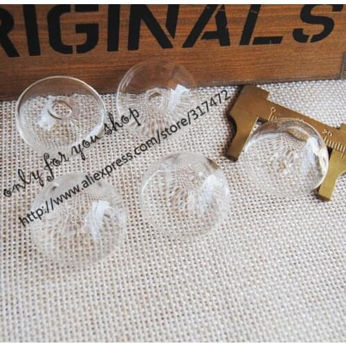 Freeshipping ! 100pcs 25mm Half Round Glass bubble glass vial pendnat with 10mm pad ring DIY glass liquid rings