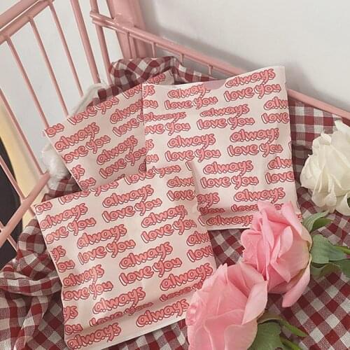 Love ribbon paper bag pink girl heart dessert decoration bag square paper bag gift packaging bag