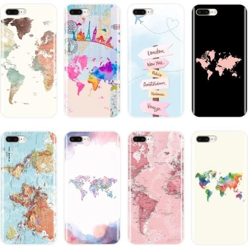 For iPhone X XR XS MAX 8 7 6S 6 S Case Silicone World Map Travel Airplane Soft Back Cover For iPhone 8 7 6S 6 S Plus Phone Case