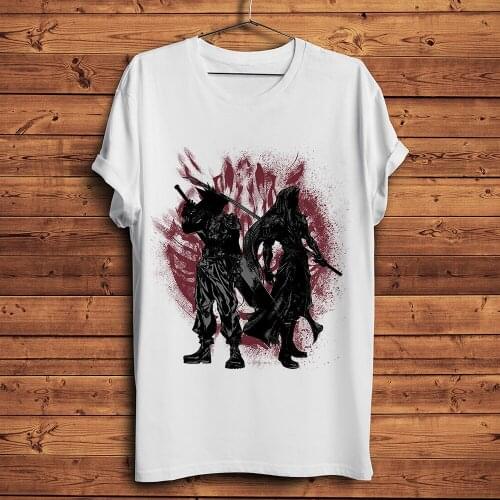 Ink Cloud Strife and Sephiroth funny anime tshirt men summer new white short sleeve homme casual t shirt unisex manga streetwear
