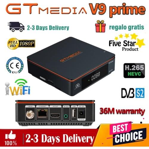 H.265 gtmedia V9 prime satellite receiver FTA bulit-in wifi upgraded V9 super power by gtmedia V8X 1080p fast tv box full hd