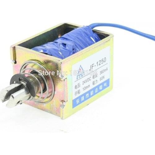JF-1250B DC 12V DC 24V 360mA Push Pull Type Open Frame Solenoid Electromagnet 10mm 60N 13LB