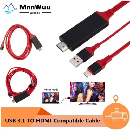 Type C to HDMI-compatible Cable USB 3.1 to HDMI-compatible 4K Adapter Cables for MacBook Samsung Galaxy S9/S8 Huawei USB-C Cable