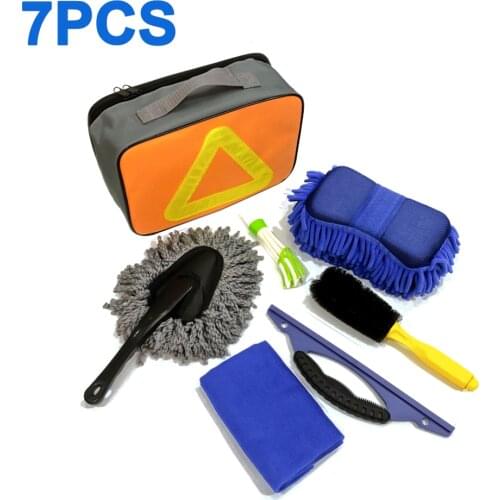 7pcs Set Car Detailing Tools Wash Combination Package Automobile Suction Thickening Wipe Cloth Special Towel Cleaning Supplies