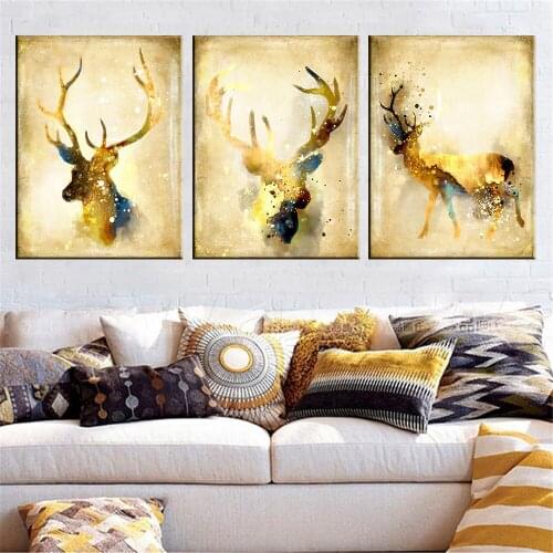 3pcs 5d Diy spuare&round diamond painting diamonds decorative living room diy 5d diamond embroidery Watercolor Animal Deer kits