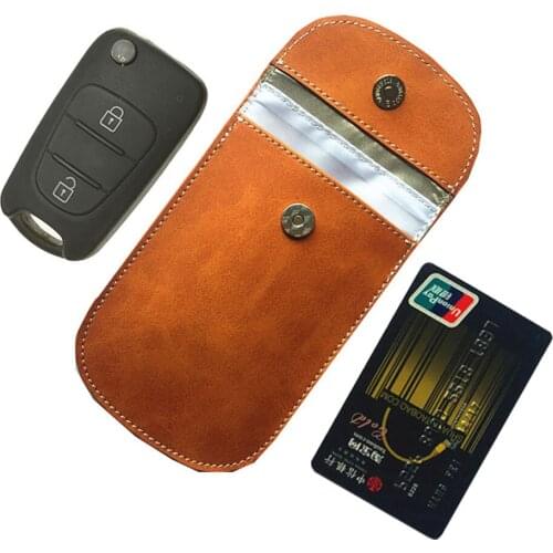 Leather RFID Car Key Signal Blocking Case FOB Key Protector Anti-Theft Car Key Signal Shieldin Wallet Pouch Car Styling