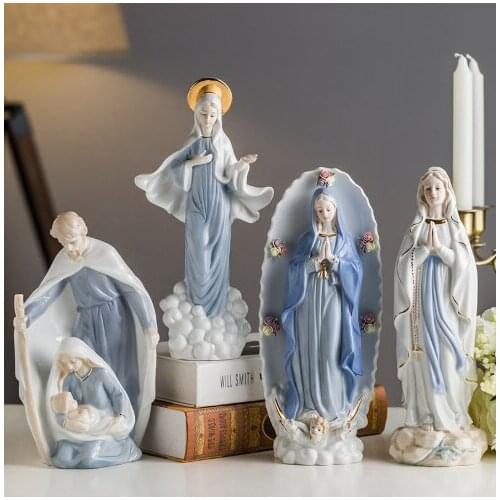 Creative ceramics Christian Catholic Jesus Maria church family statue Religious supplies Modern home Decorative ornaments