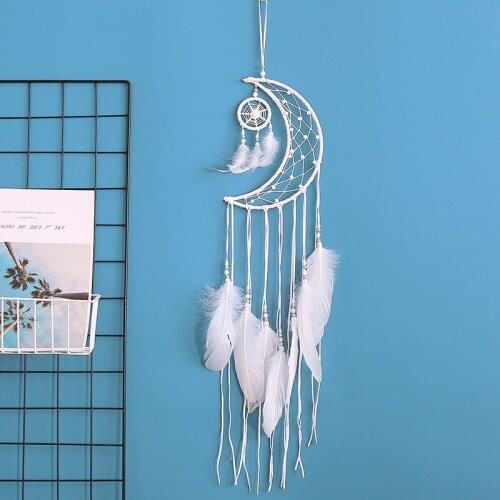 Creative Moon Weaving Dream Net Macrame Tapestry Wall Hanging Bohemia Pendants Room Decoration Farmhouse Dorm Room Decor Gift