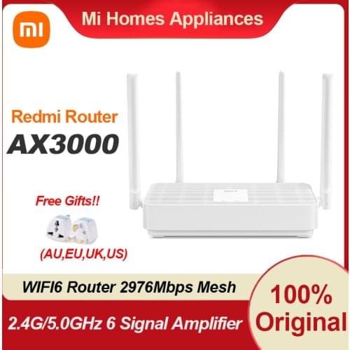 2021 Xiaomi Redmi AX3000 WIFI6 Router 2976Mbps Mesh Dual Bands 5G 160MHZ 256MB Efficient Transmission 4 Signal Network Amplifier