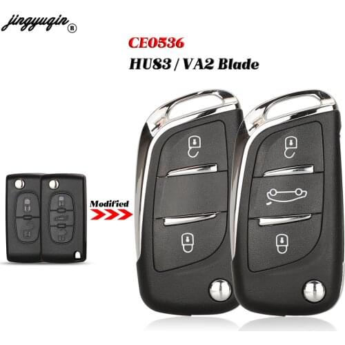 Jingyuqin Modified Flip Remote Key Shell 3 BTN For Peugeot 406 407 408 308 307 207 Remote Fob Case Ce0536