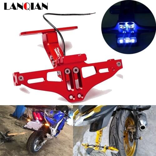 Motorcycle CNC Adjustable Angle Aluminum License Plate Frame Bracket with LED Light For Honda CBR 600 rr CBR600RR cbr 600 rr