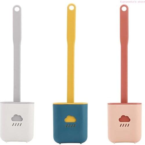 Silicone Toilet Brush Set with Holder Quick-Drying Toilet Set for Bathroom HX6D