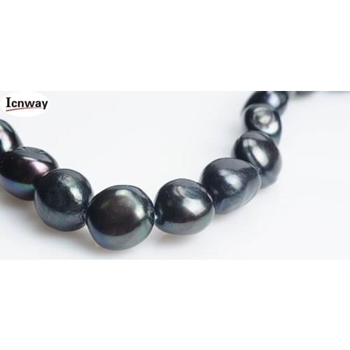Natural Freshwater Pearl blue black 12-15mm baroque For Jewelry Making 15inches DIY necklace bracelet FreeShipping Wholesale