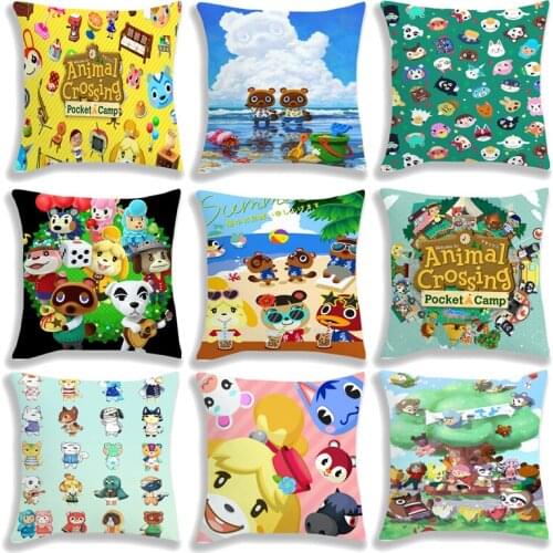 Kids Animal Crossing Pillow Cover Isabelle Tom Nook Single Side Print Decorative Cushion Cover Throw For Sofa