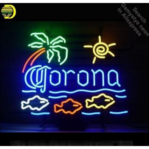 Neon Sign for Coron Fish Palm Tree Neon Bulbs Sign Beer Bar Pub Store Display Cool Neon Tube Sign handcraft Publicidad board hot