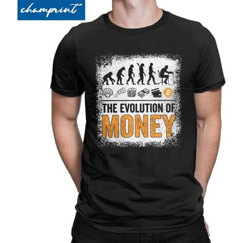 Novelty Bitcoin Evolution Of Money Cryptocurrency T-Shirt Men Womens Crew Neck T Shirt Crypto Btc Blockchain Tees New Arrival
