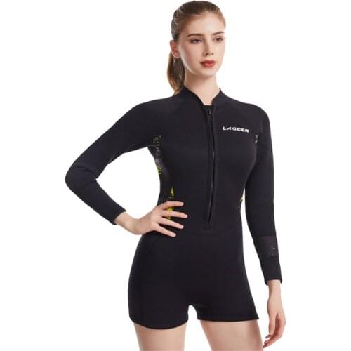 New 2.5MM Neoprene Wetsuit Women Short Sleeve Diving Suit Female Surfing Snorkeling One Piece set Scuba Spearfishing Swimsuit