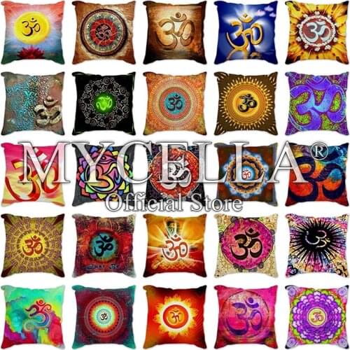Om Mandala Art Print Pillows cover Pillowcase Cotton Linen Printed Throw Pillow Cover Pillows Decorative Home Case Home & Garden