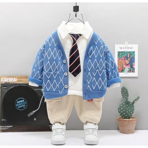 0-5 years Spring Boy Clothing set 2021 New Casual Cartoon Active Coat+T-shirt+ Pant Kid Children Baby Toddler Boy clothing
