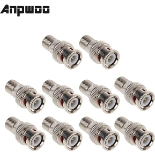 ANPWOO 10Pcs/Set BNC Male Plug To F Female Jack Coax Connector Adapter For CCTV Camera