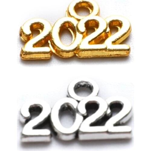 100pcs 2022 Year Charms Alloy Metal Souvenir Pendant For DIY Handmade Accessory