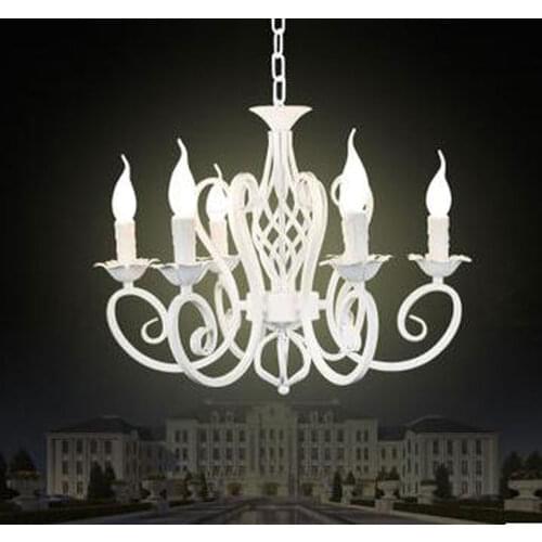 Wrought Iron pendant light fixtures White Pendant lamps luminaria E14 bulb abajur para quarto kitchen dining room Home lustre