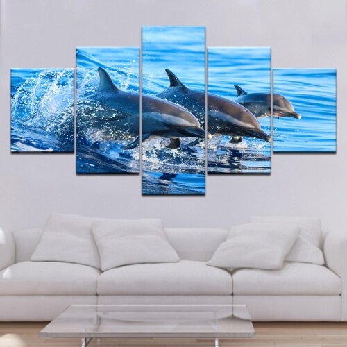 The underwater shark 5 piece Wall Artwork Wallpapers modern Modular Poster art Canvas painting for Living Room Home Decor