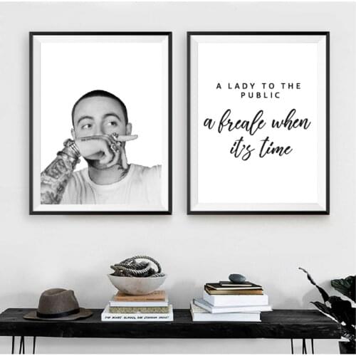 Mac Miller Poster Prints Wall Art Rapper Hip Hop Decor Ariana Grande Mac Miller Lyric Art Canvas Painting Picture Music Gift