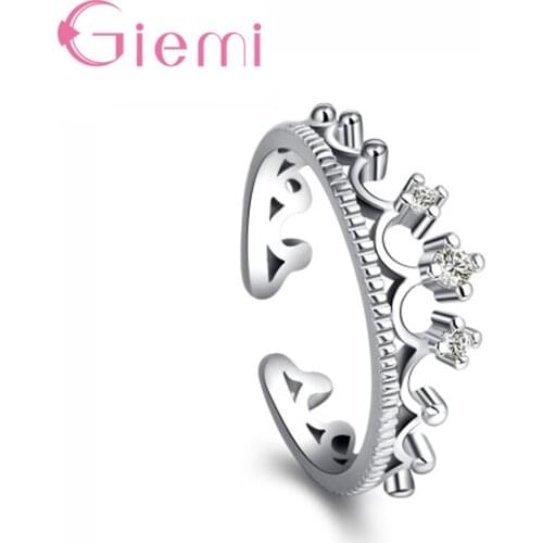 Simple Crown Shape Noble Princess Finger Rings for Women Girls Trendy 925 Sterling Silver Wedding Bridal Female Anillos
