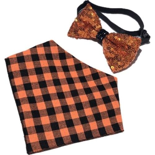 Pet Dog Cat Accessories Adjustable Collar and Hat Halloween Cute Pumpkin Print Pet Supplies Puppy Kitten Ties