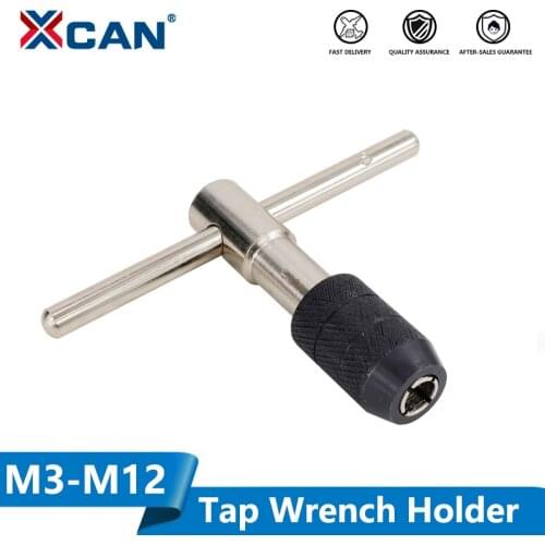 XCAN 1pc M3-M6(1/8-1/4) M5-M8(3/16-5/16) M6-M12(1/4-7/16) Adjustable T Type Tap Wrench Hand Tapping Tool Screw Thread Tap Holder