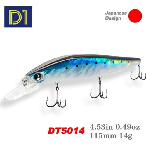 D1 Minnow Fishing Lure 115mm 14g Artificial Jerkbait Floating Hard Wobblers For Bass Zander Depth 1.0m Fishing Tackle DT5014
