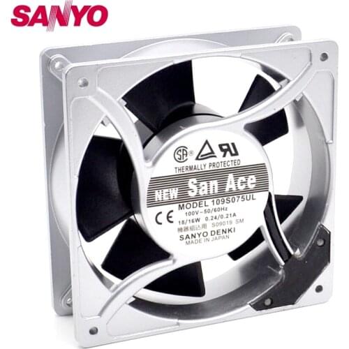 SANYO New 12038 100V 115V 109S075UL 18W 0.24A 120mm low noice cooling fan 120*120*38mm