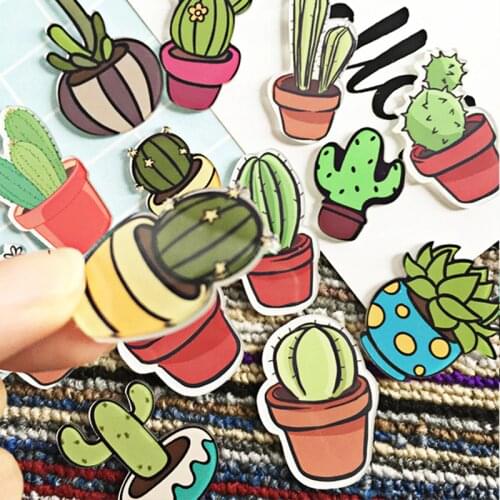 Version Cartoon Cute Badage Brooch Tropical Little Cactus Acrylic Printed Badges Pin On the Backpack Clothes DIY apparel Badge