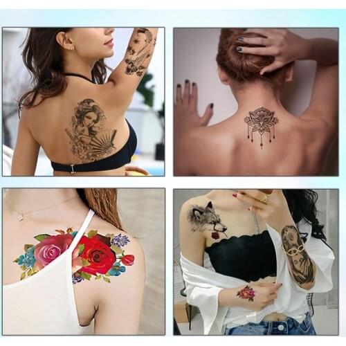 Big Black Tiger Tattoos Fake Men Wolf Leopard Tatoos Waterproof Large Beast Monster Body Arm Legs Tattoos Temporary Paper Cover