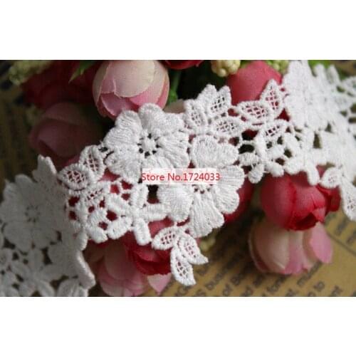 4yards Refining White color lace trim water soluble embroidery cotton lace DIY lace fabric clothing accessories4.8cm wide Z316