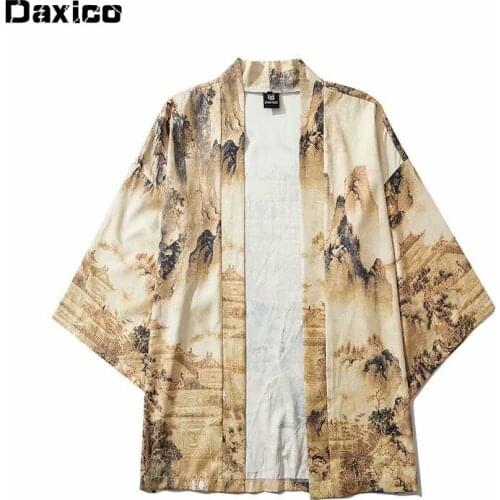 Japanese Retro Kimono Cardigan Men Japanese Obi Male Yukata Mens Haori Japanese Samurai Clothing Traditional Japanese Clothing