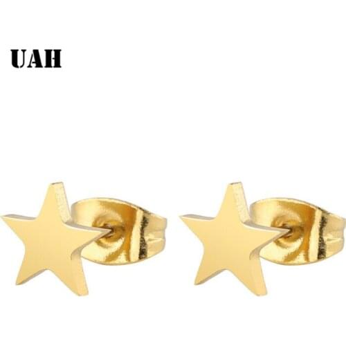 UAH Cartoon Star Earrings for Women Stainless Steel Fashion Earings Jewelry Pendients Children Kids Gifts